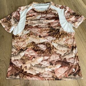 Reel Legends Reel-Tec Linnea Szymanski Short Sleeve Fish Pattern Shirt Size M
